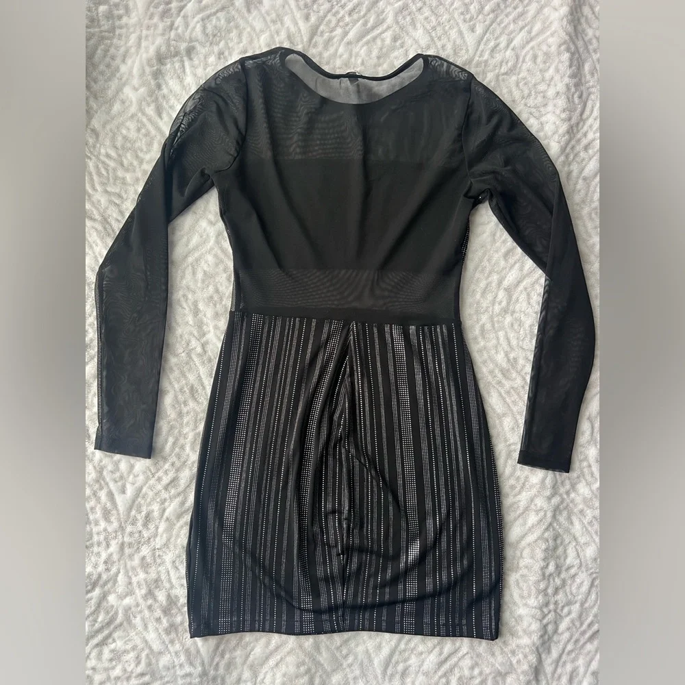 A.U.W Elegant Black Diamond Mesh Dress | Size Small - Picture 7 of 12